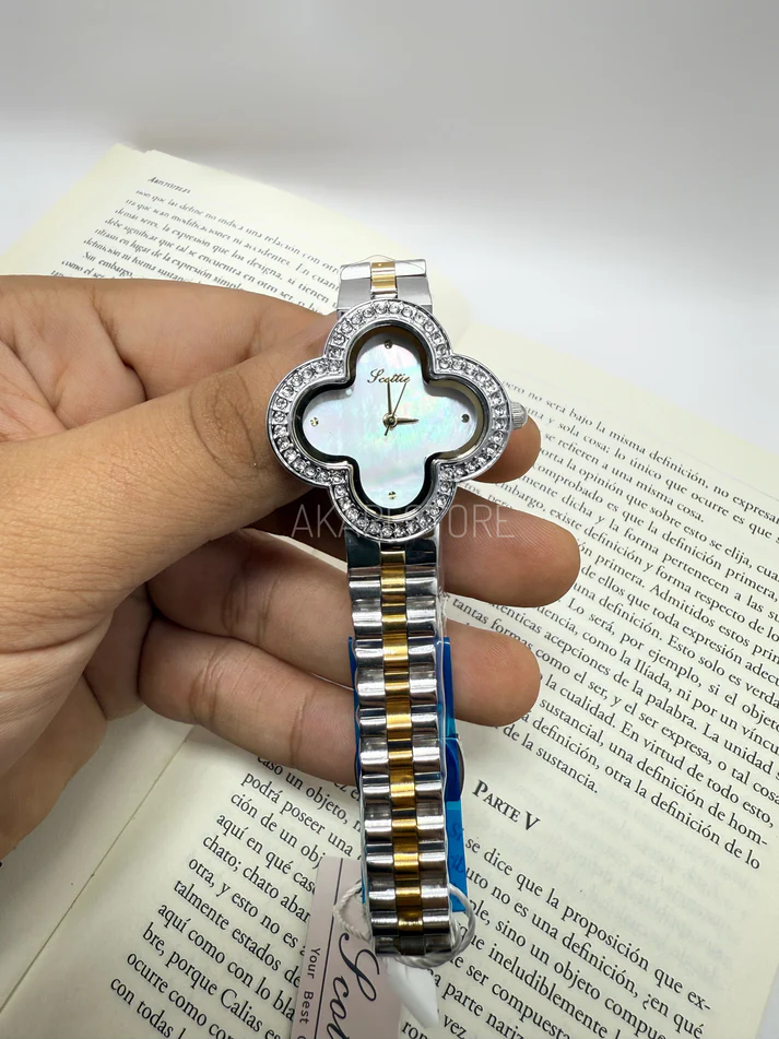 [3143] Reloj Estrella plateado/Marfil