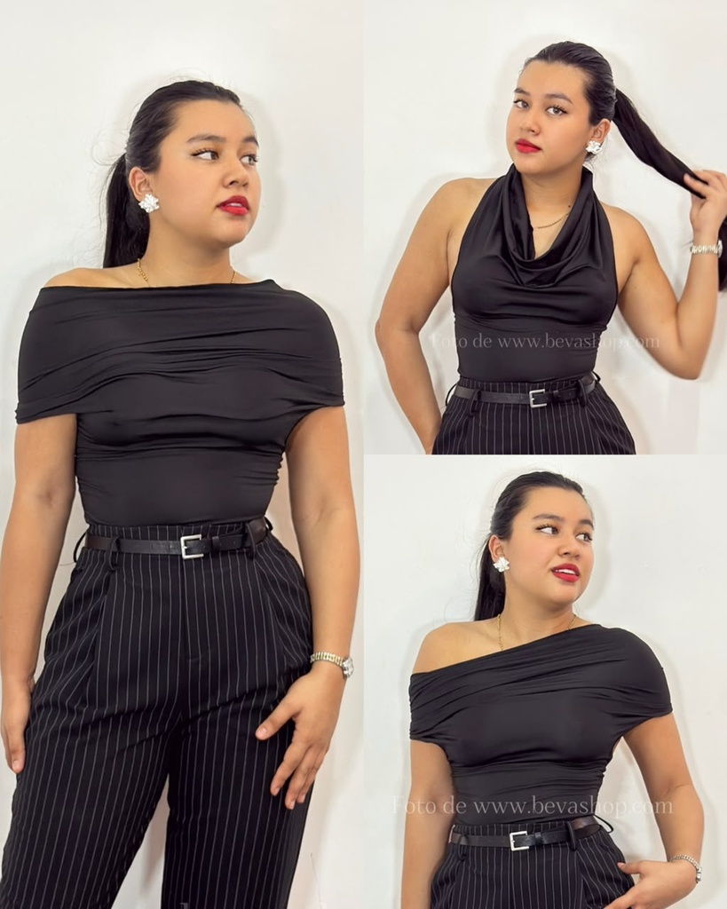 [4133] Top Chloe negro convertible