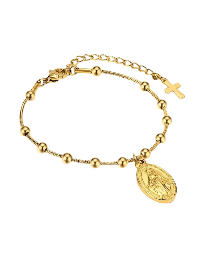 [4146] Pulsera Virgen Milagrosa Dorada