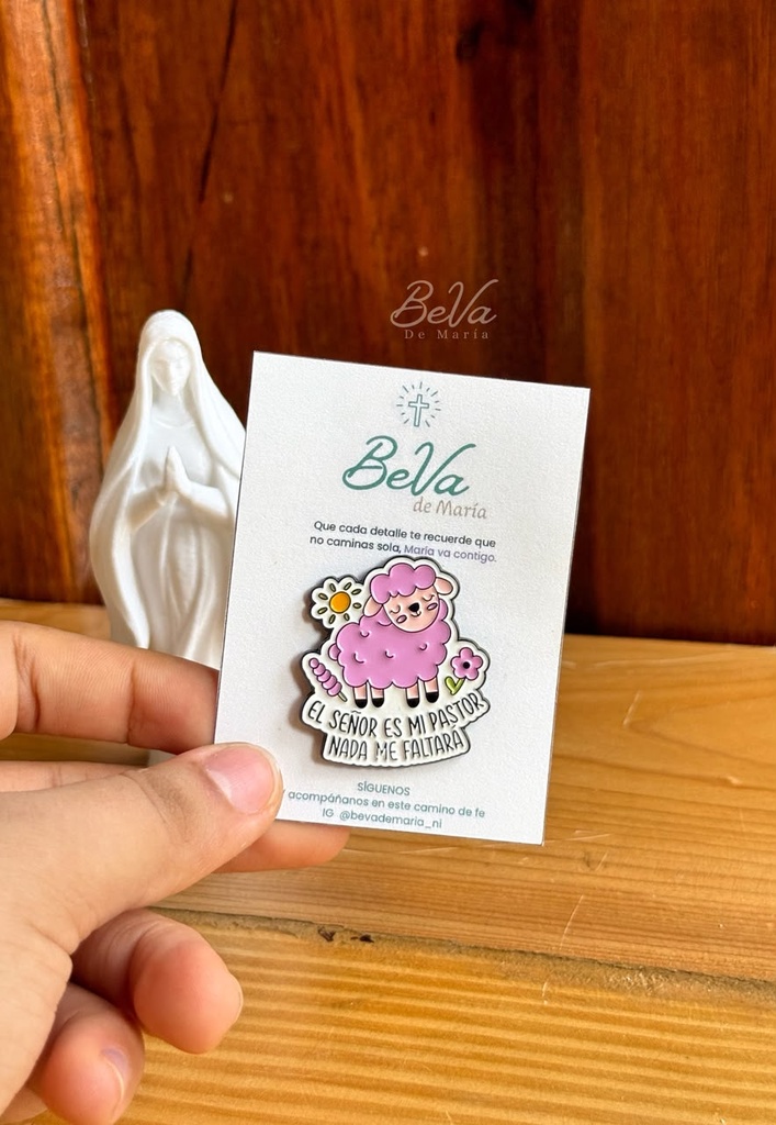[4148] Broche Oveja Salmo 23 Rosa