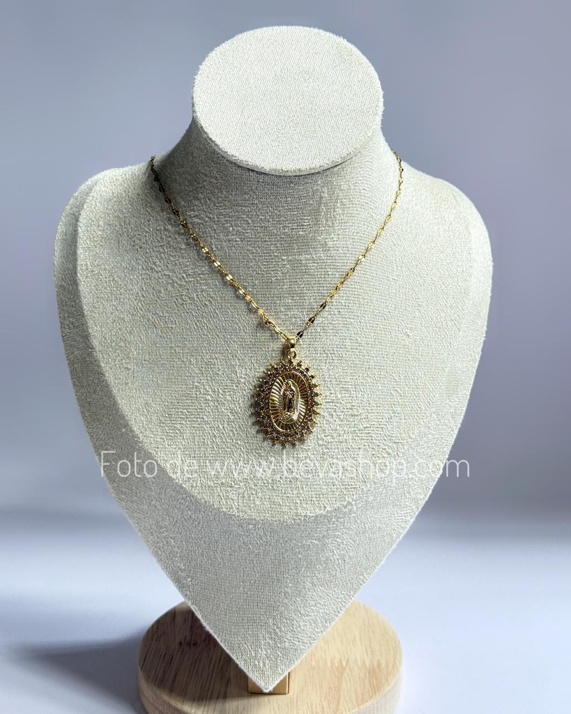 Cadena Virgen de Guadalupe Circones Dorado