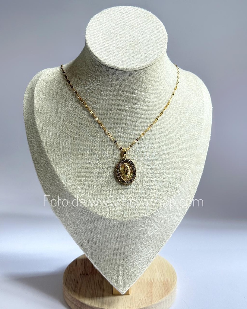 [4152] Cadena Virgen Guadalupe Ovalada Dorado