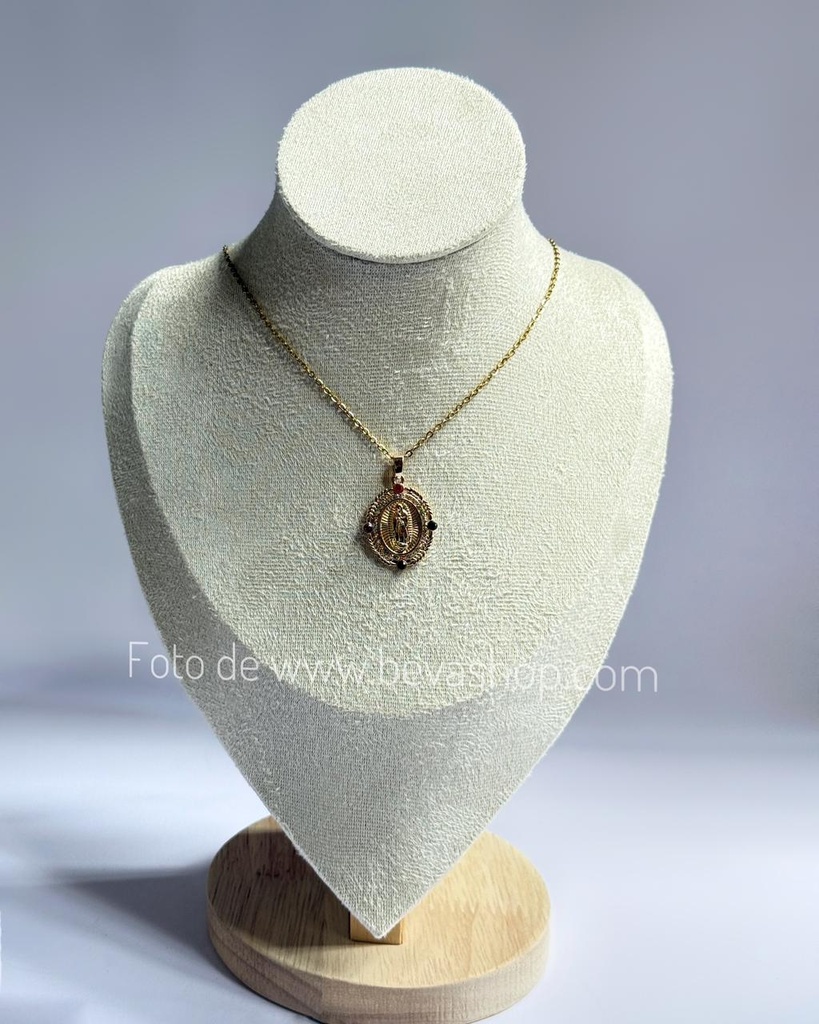 [4153] Cadena Virgen Guadalupe multicolor dorado
