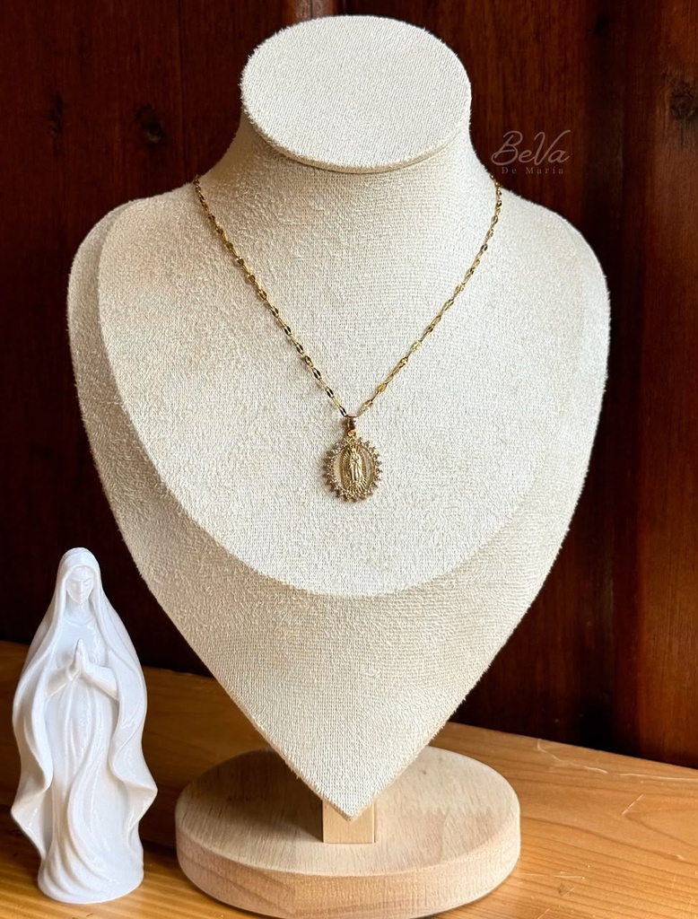 [4154] Cadena Virgen Guadalupe Halo Circones dorado