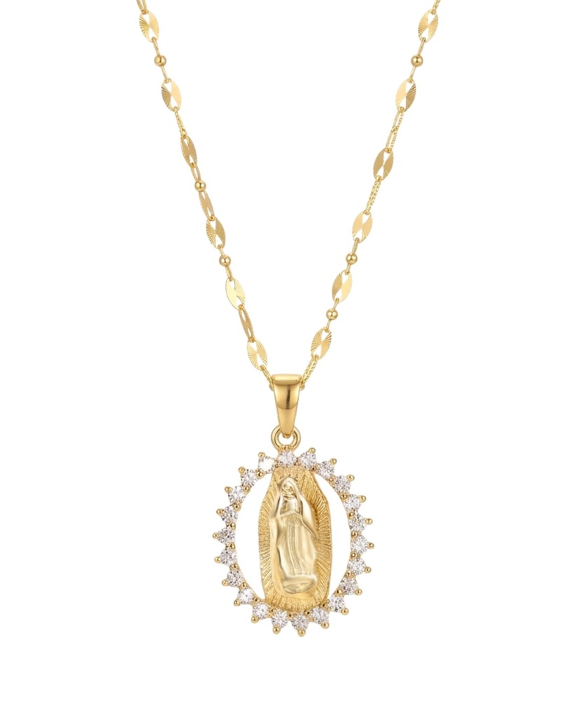 [4154] Cadena Virgen Guadalupe Halo Circones dorado