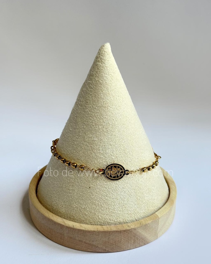 [4155] Pulsera doble denario Virgen Guadalupe dorada
