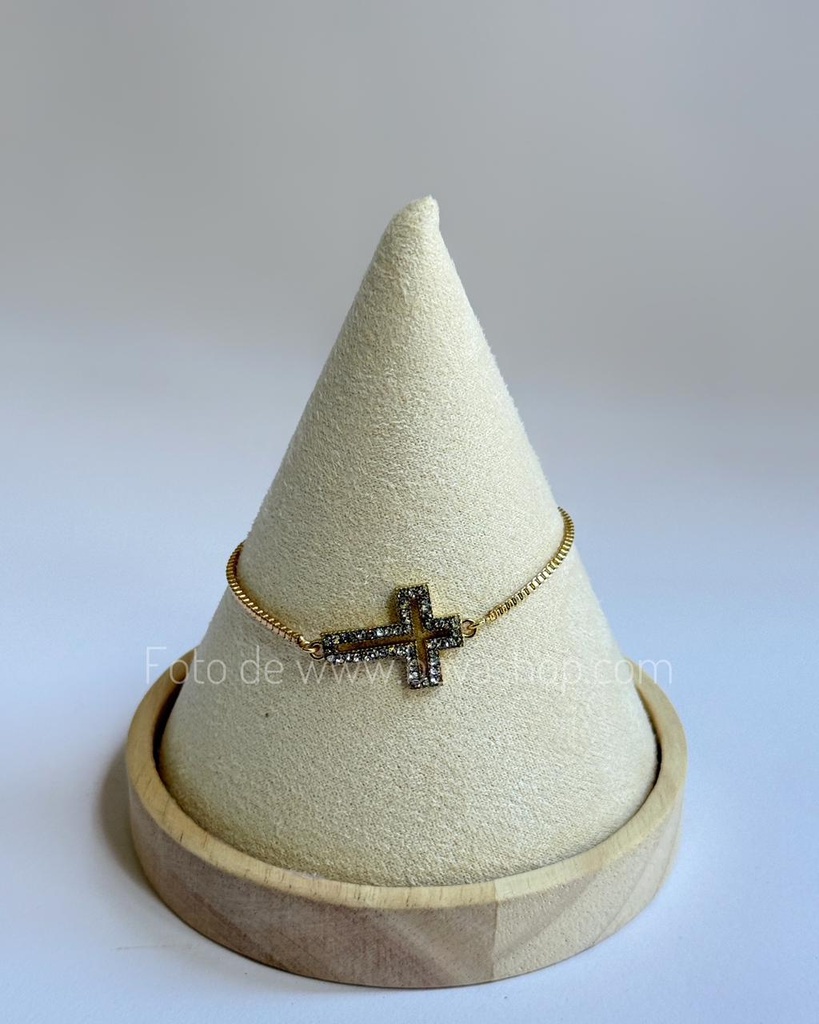 Pulsera Cruz ajustable circones dorada