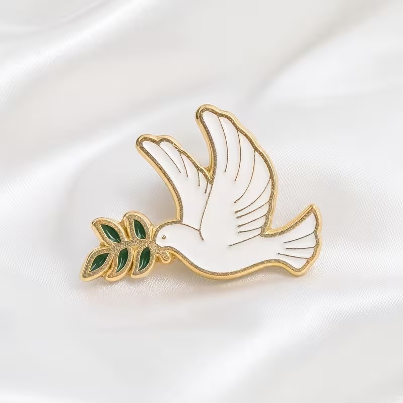 Broche Paloma de la Paz con Olivo