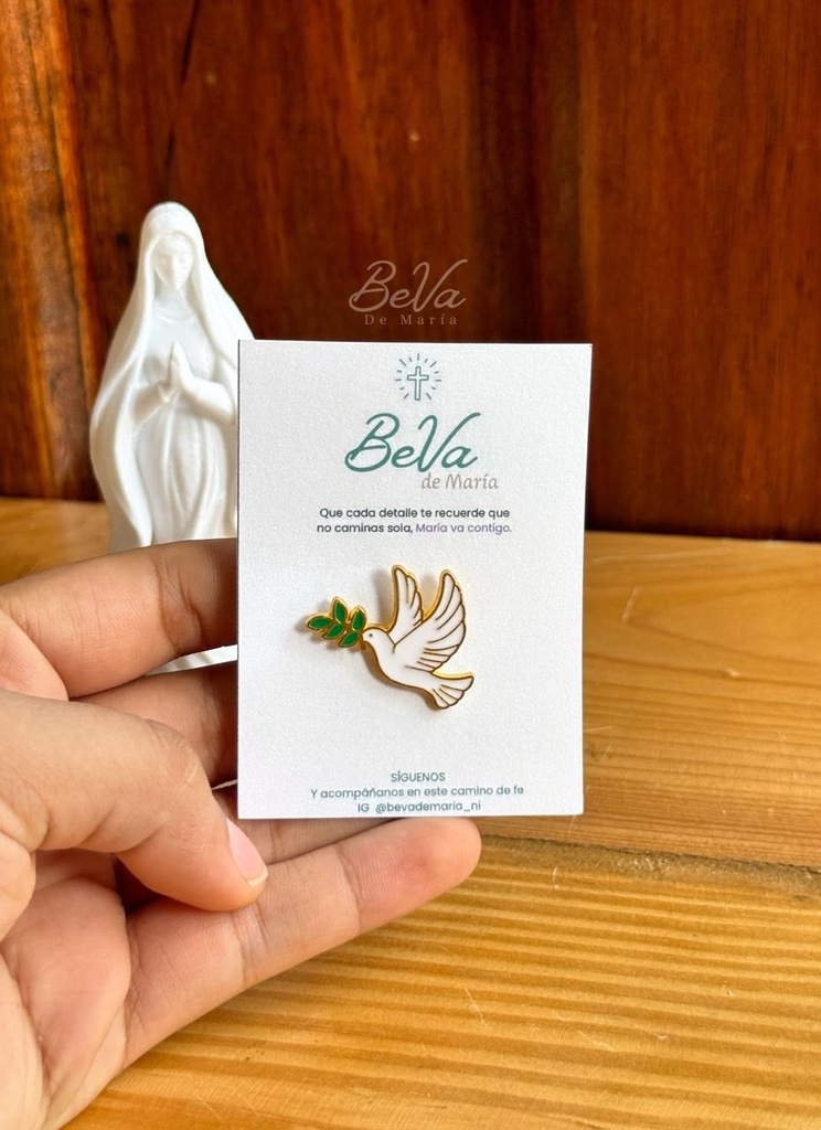 [4207] Broche Paloma de la Paz con Olivo