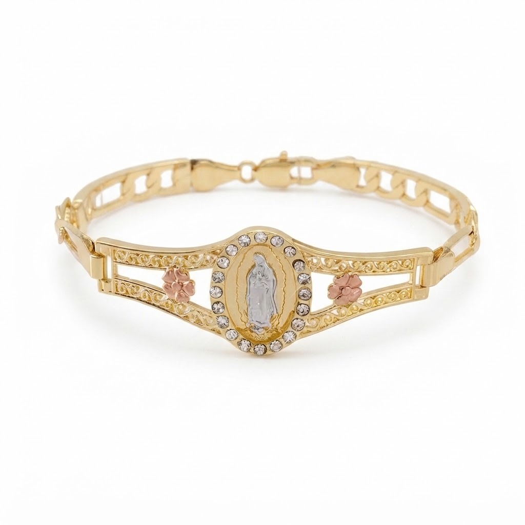 Pulsera Virgen de Guadalupe Tres Oros