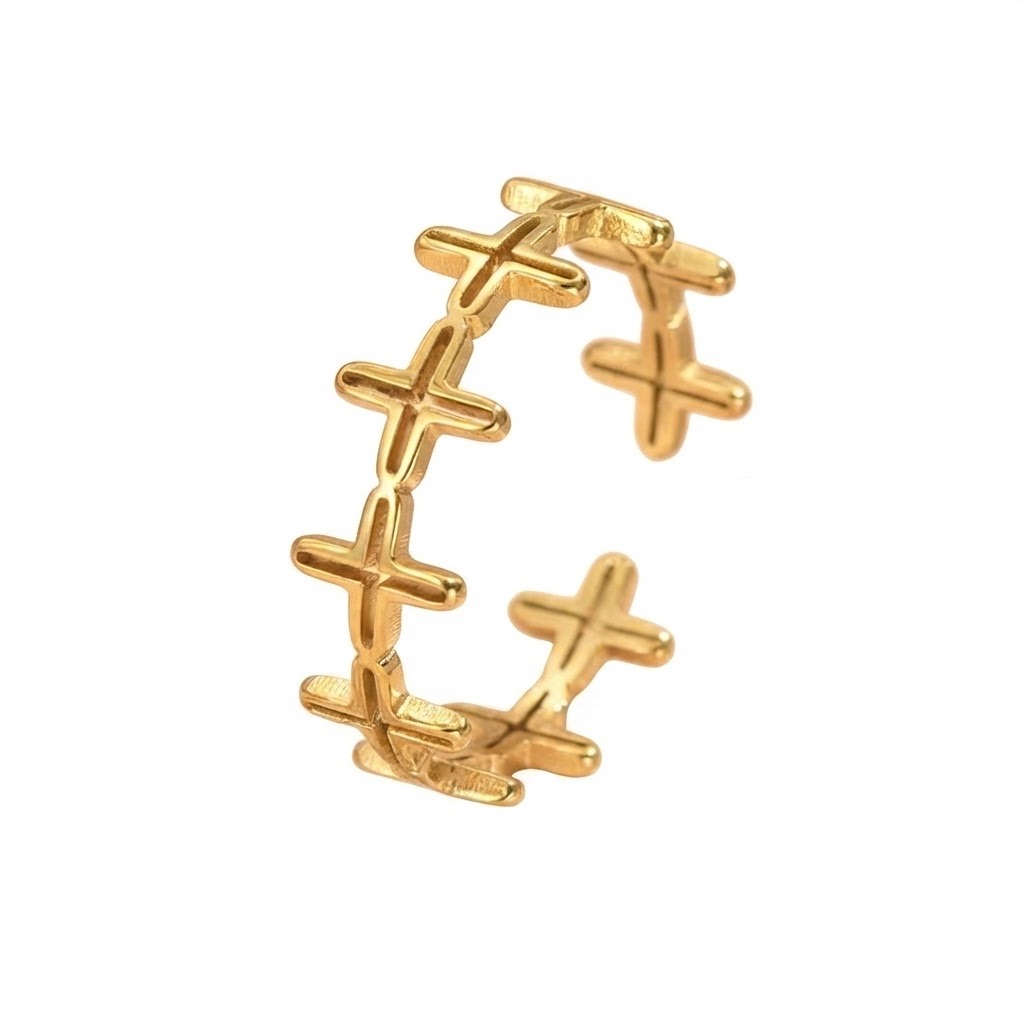 Anillo Ajustable de Cruces Entrelazadas