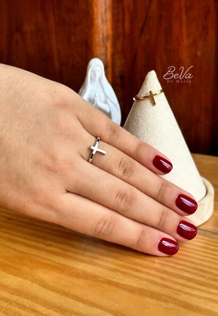 Anillo Ajustable Cruz Transversal (Dorado)