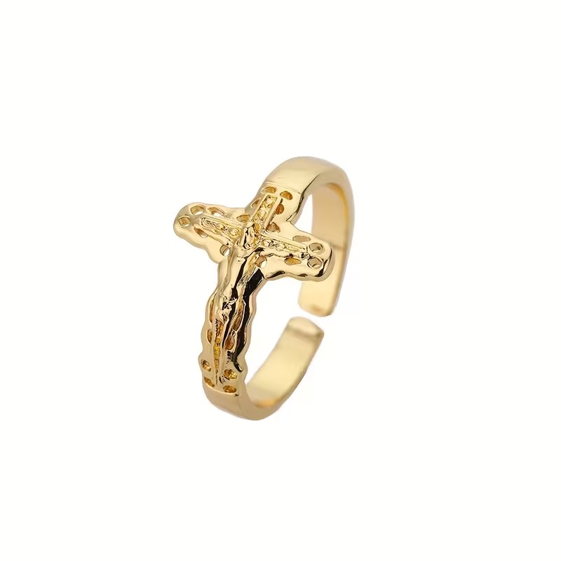 Anillo Ajustable Crucifijo Calado