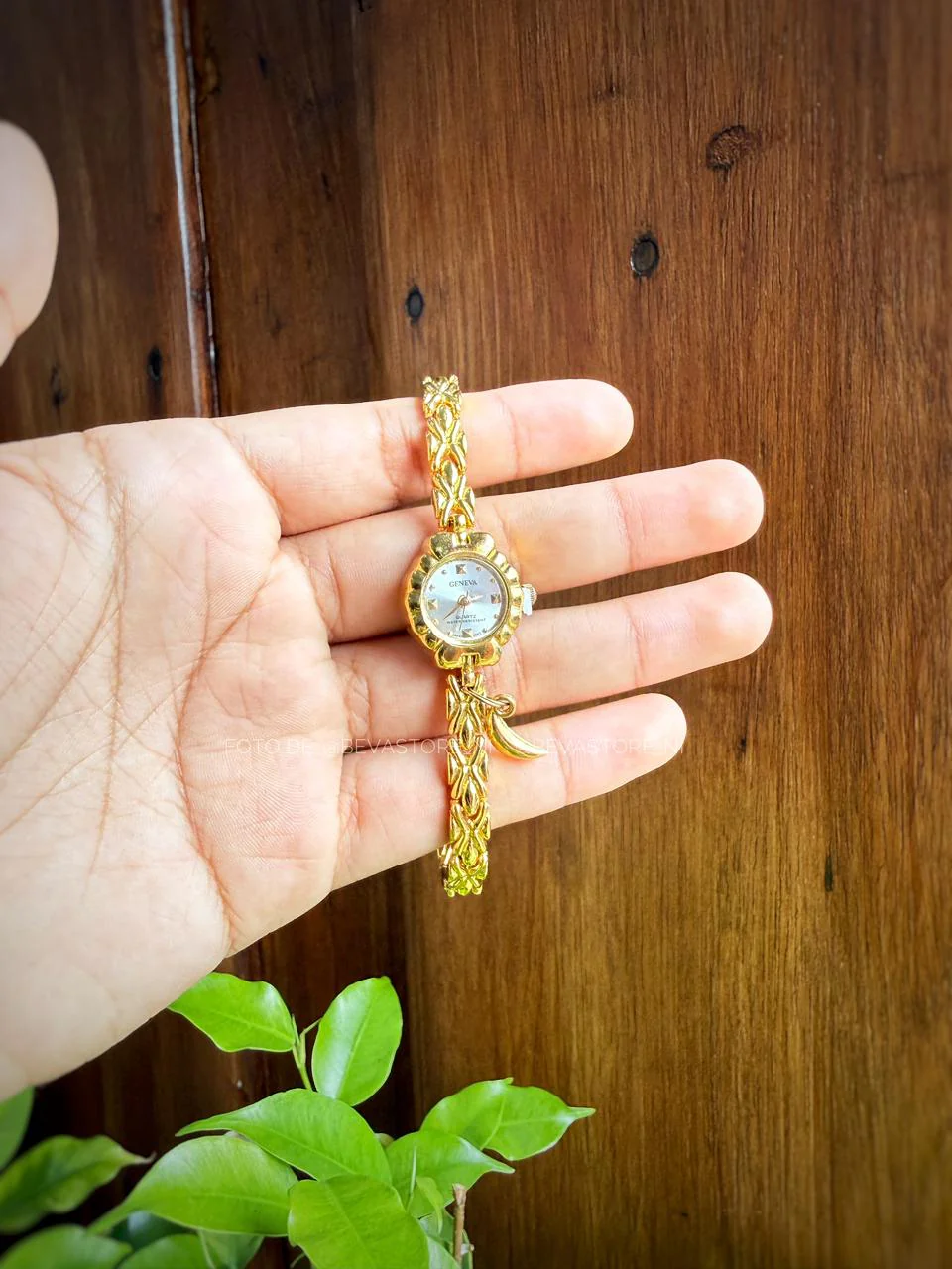 [3096] Reloj Flor dorado/plateado