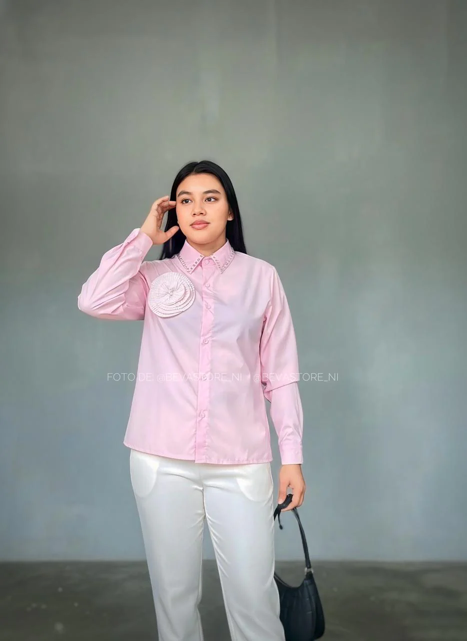 Camisa manga larga Karely rosa