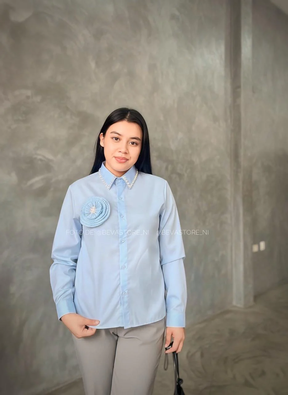 Camisa manga larga Karely celeste