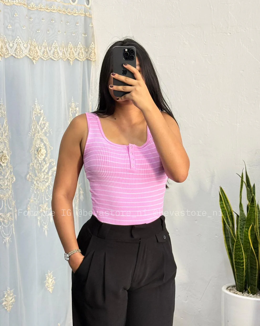 Crop top Paola rosa rayado