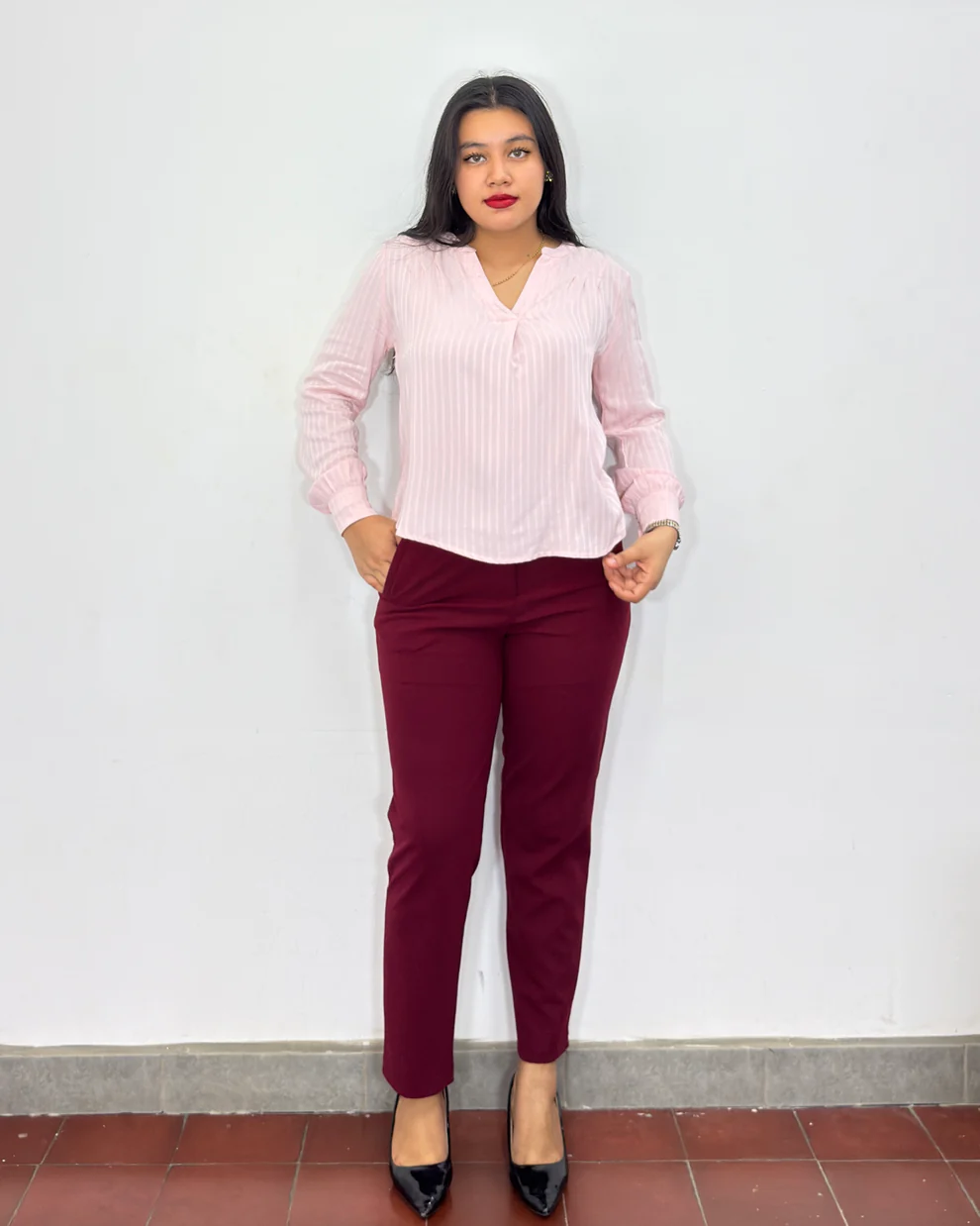 Blusa manga larga Edith rosa (S)