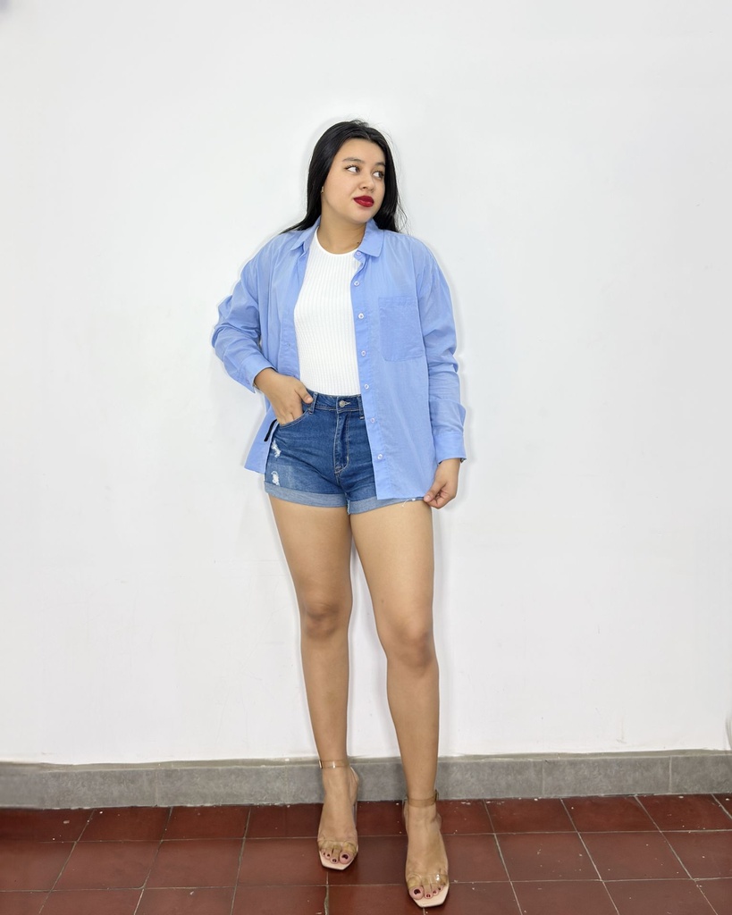Camisa manga larga Azucena celeste (S)