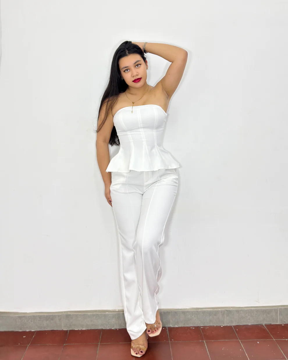 Pantalón Angie blanco con cinturón (S)