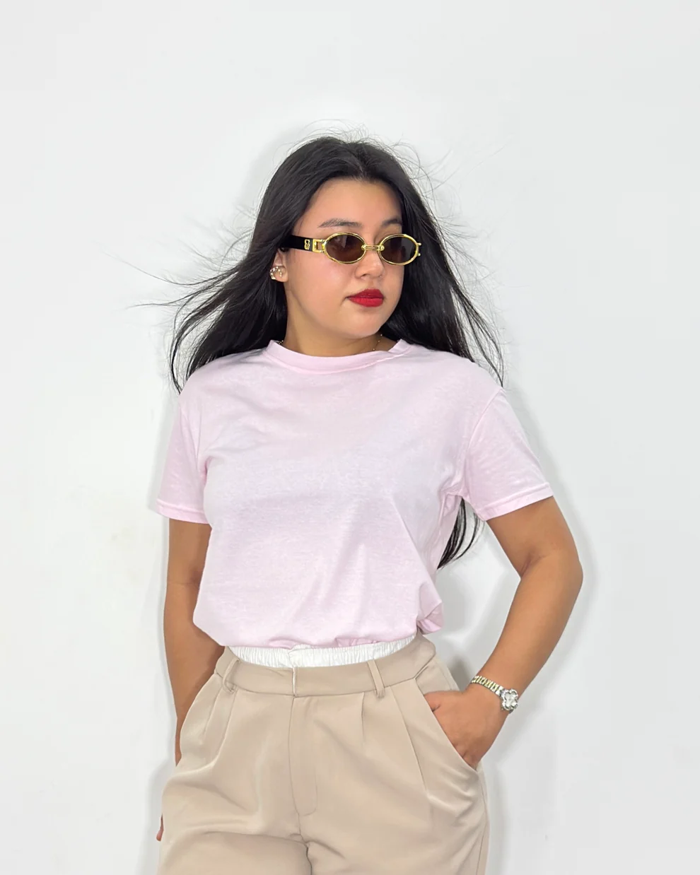 [3010] Camiseta Ariana rosa perla