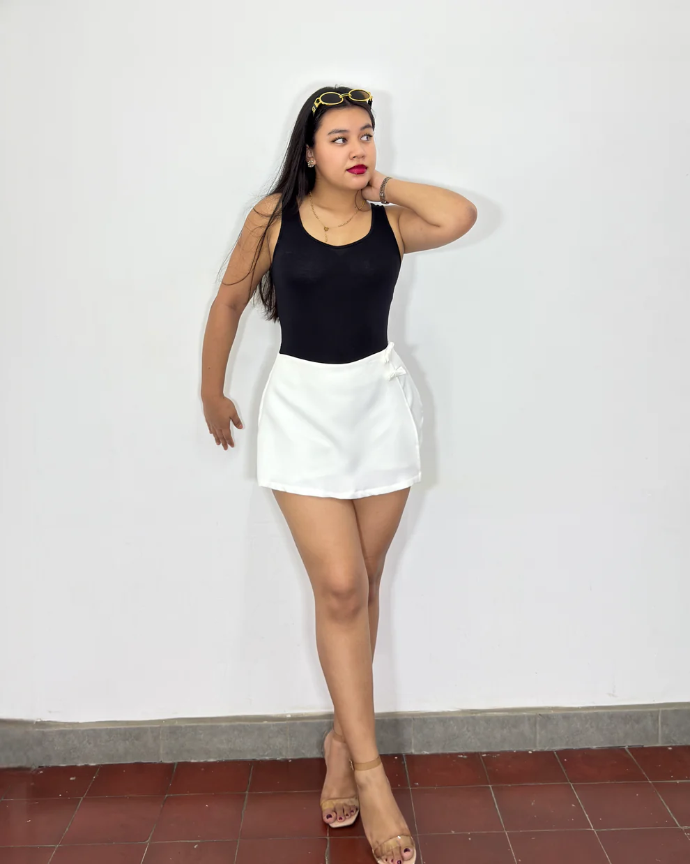 Falda short Alexa blanca