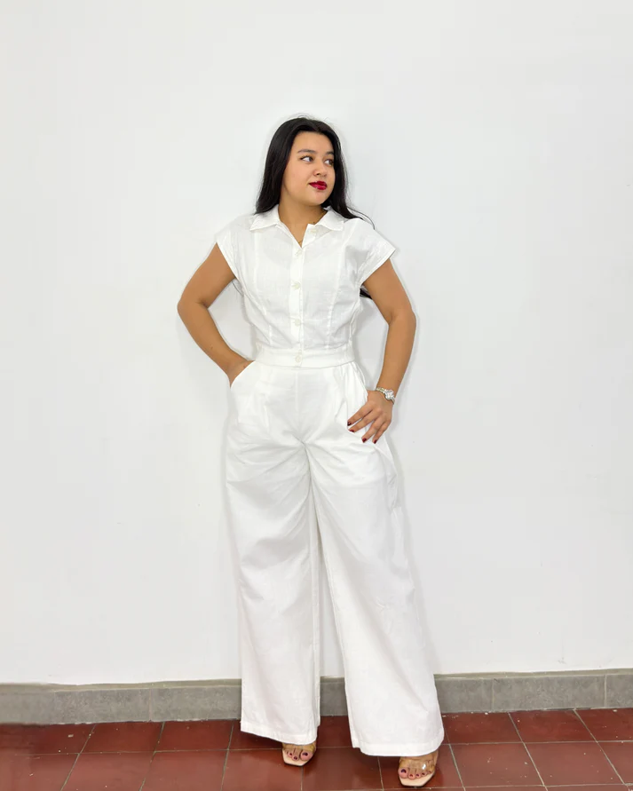 Conjunto Amanda blanco de lino (M)