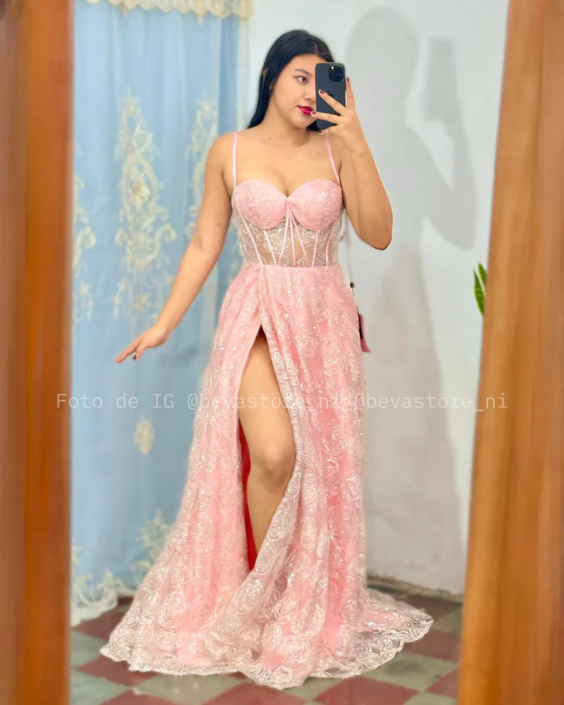 [2082] Vestido Georgia rosa naranja