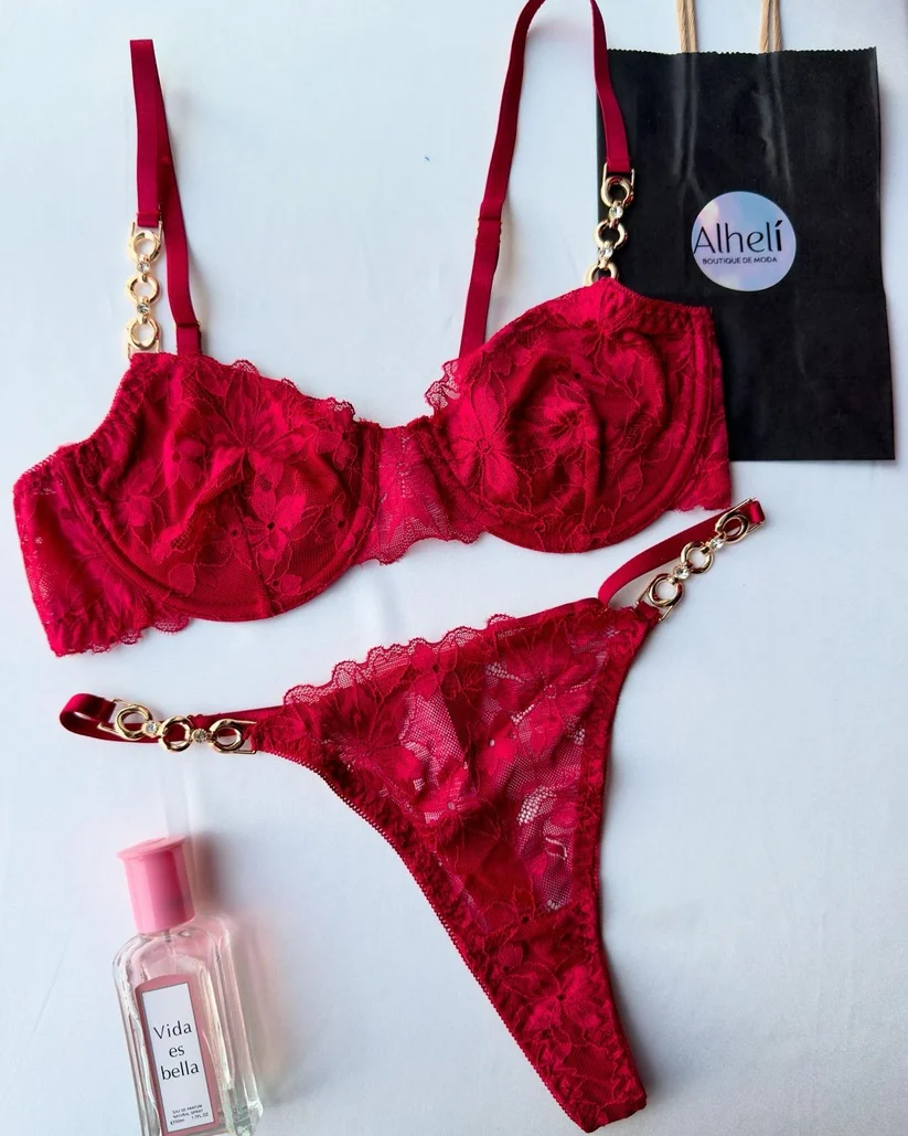 Lencería roja de 2 piezas
