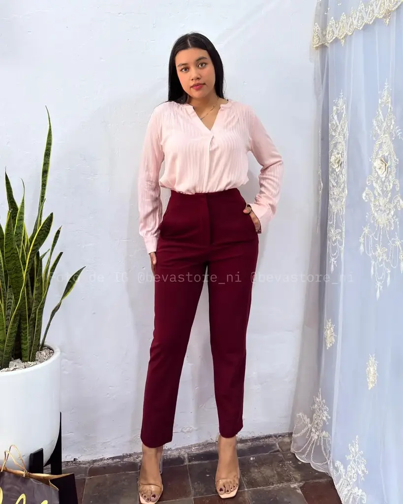 [1732] Pantalón Carol rojo vino
