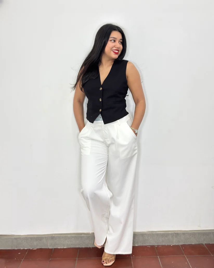 Pantalón Fabiola Ivory con Jeans (S)
