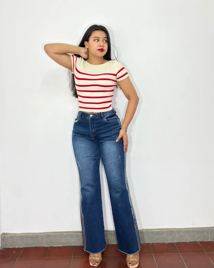Pantalón Alondra azul con brillos