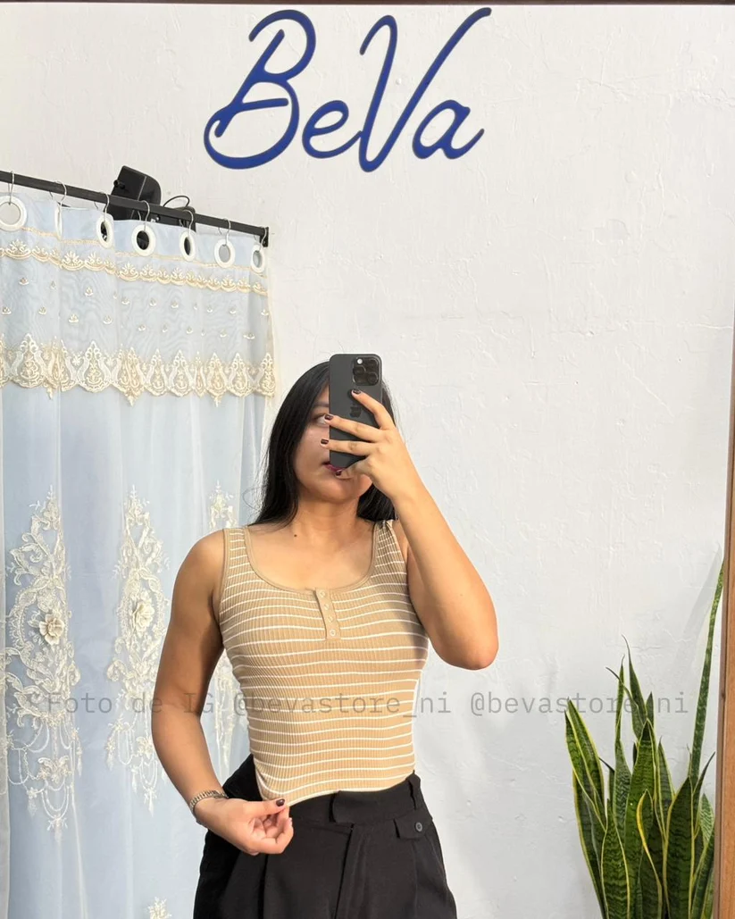 Crop top Paola café rayado