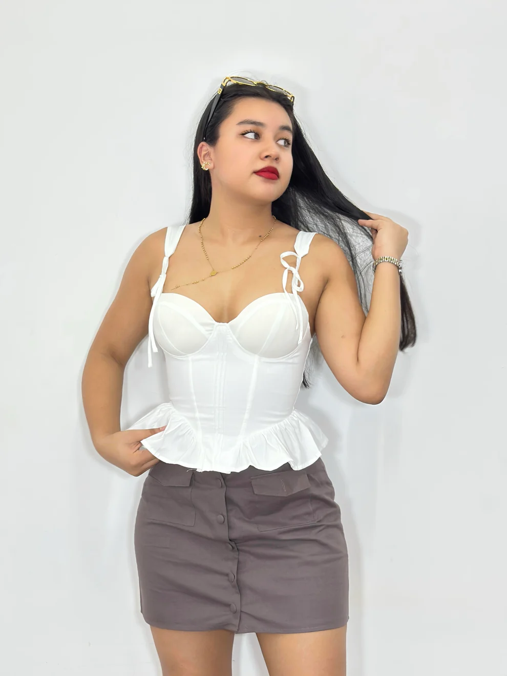 Top estilo corset Adaliska blanco (M)