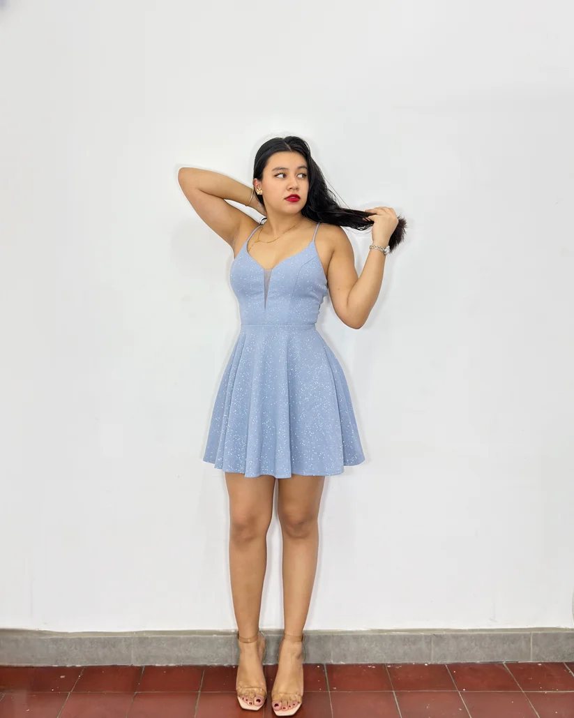 [2381] Vestido Ericka celeste