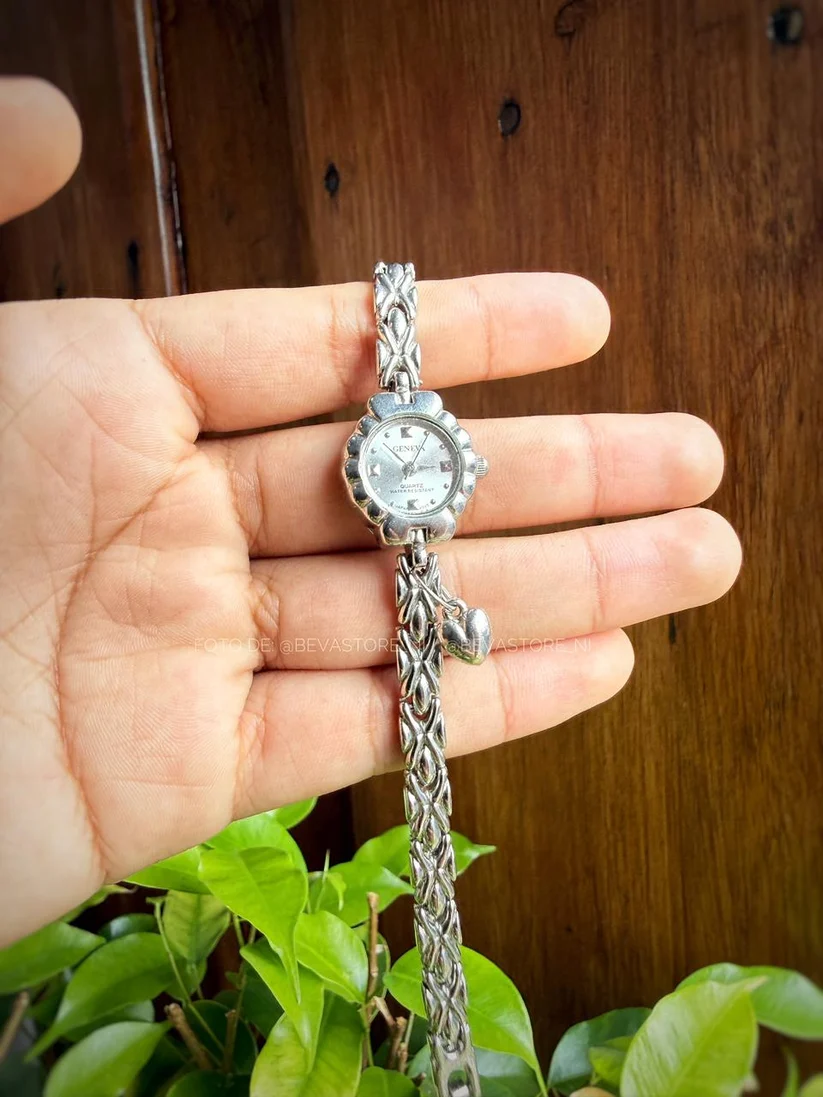 [3090] Reloj Flor plateado