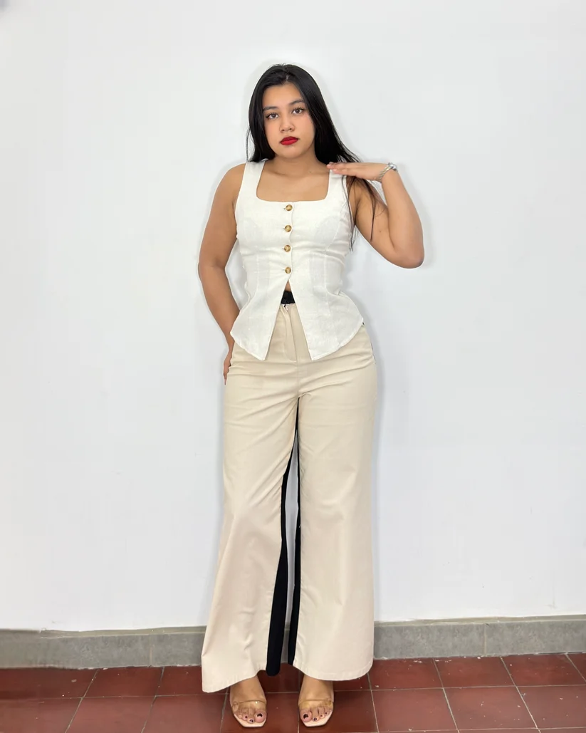 Chaleco de lino Bertha blanco
