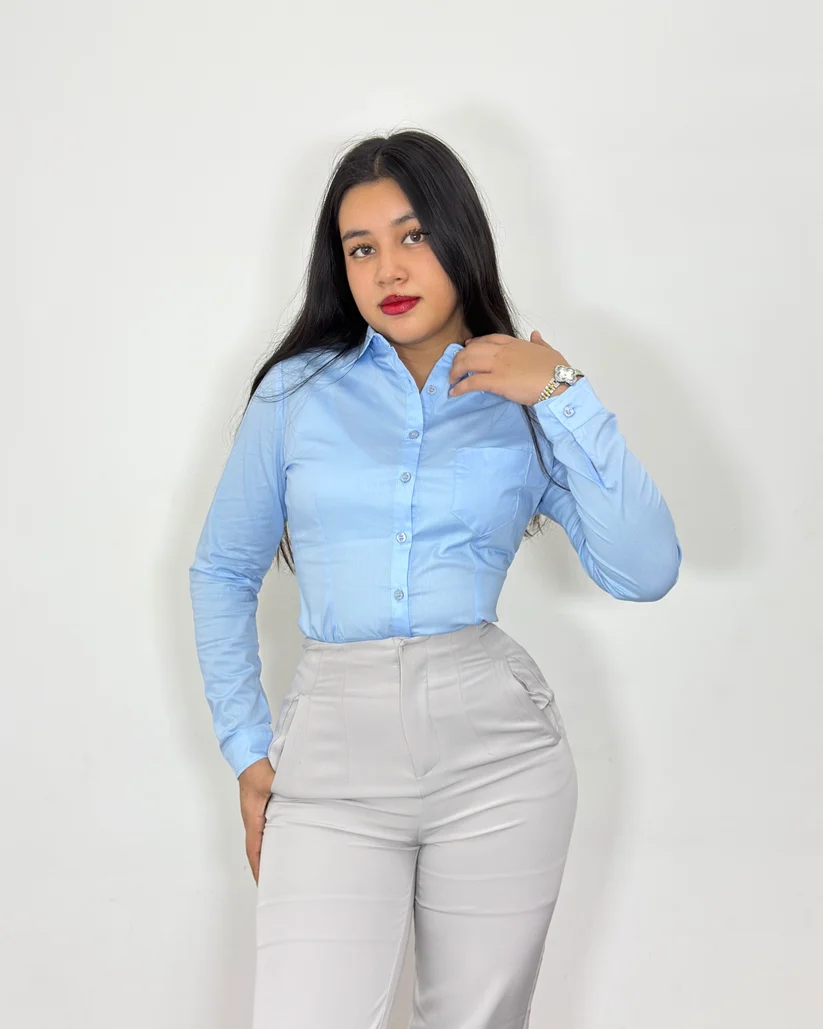 Camisa manga larga Hellen celeste (S)