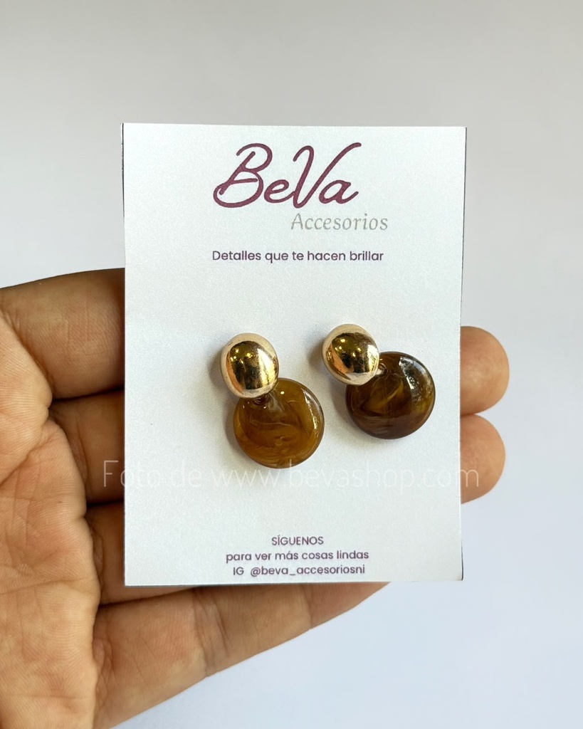 [4033] Aretes café de doble esfera